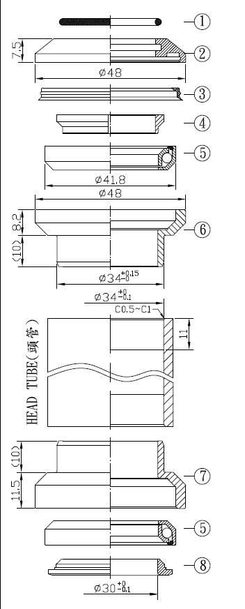 Stery Ahead 1-1/8" 34X30 Alu Neco H711 Bk - zdjęcie 2