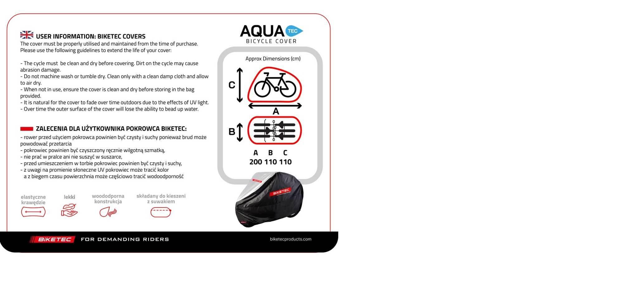 Biketec Pokrowiec Wodoodporny Aquatec Na Trzy Rowery Kolor Czarny/Szary Roz - zdjęcie 2