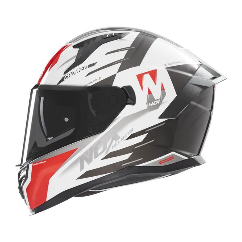 Nox Kask Integralny Full Face Z Blendą N401 Crower Kolor Czarny/Czerwony/Bi